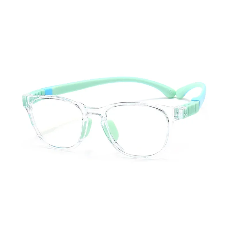 Handoer Unisex Children's Full Rim Square Acetate Silicone Eyeglasses 9102 Full Rim Handoer C7 Transparent