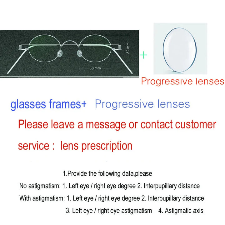 Yujo Unisex Full Rim Oval Steel Custom Eyeglasses 61423