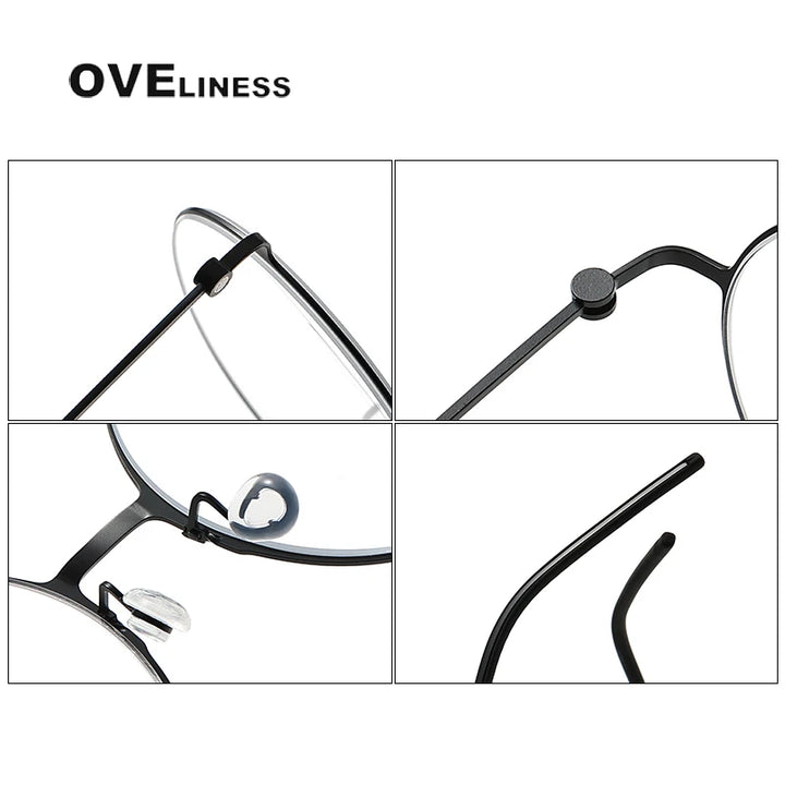 Oveliness Unisex Full Rim Round Screwless Titanium Eyeglasses 5516 Full Rim Oveliness
