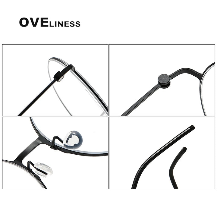 Oveliness Unisex Full Rim Round Screwless Titanium Eyeglasses 5516 Full Rim Oveliness   