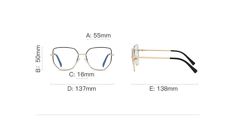 CCspace Unisex Full Rim Irregular Square Alloy Eyeglasses 56272 Full Rim CCspace