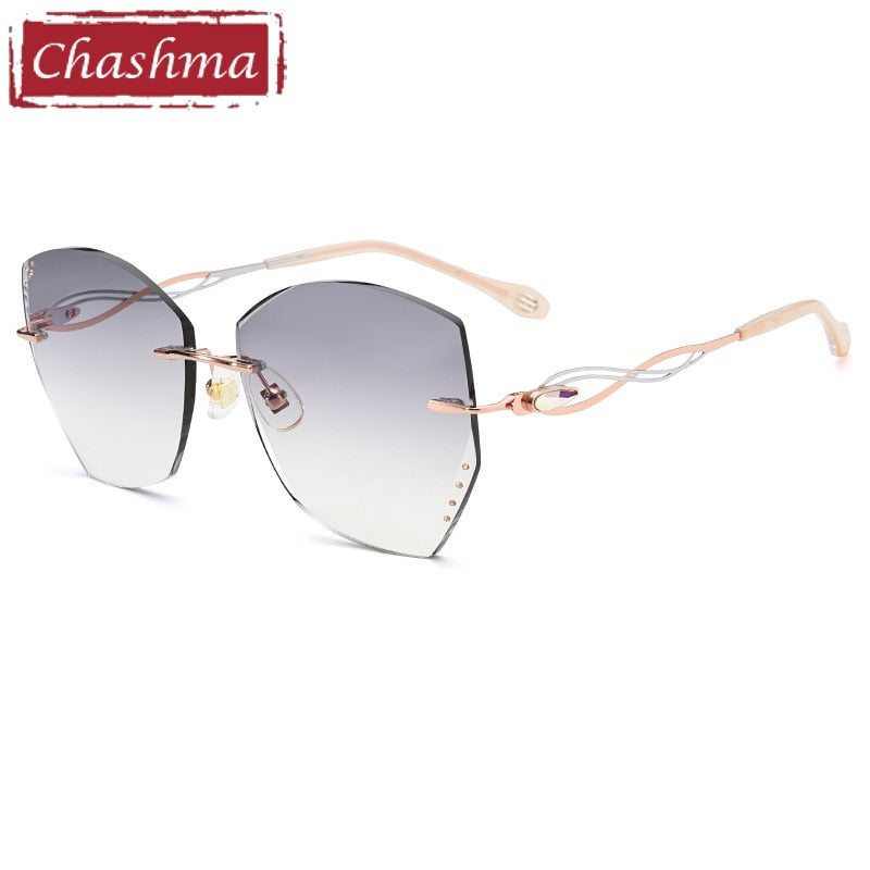 Chashma Women's Rimless Polygon Titanium Sunglasses 1750 Sunglasses Chashma
