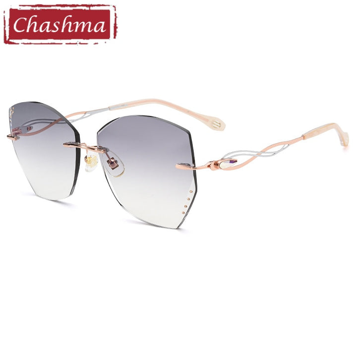 Chashma Women's Rimless Polygon Titanium Sunglasses 1750 Sunglasses Chashma