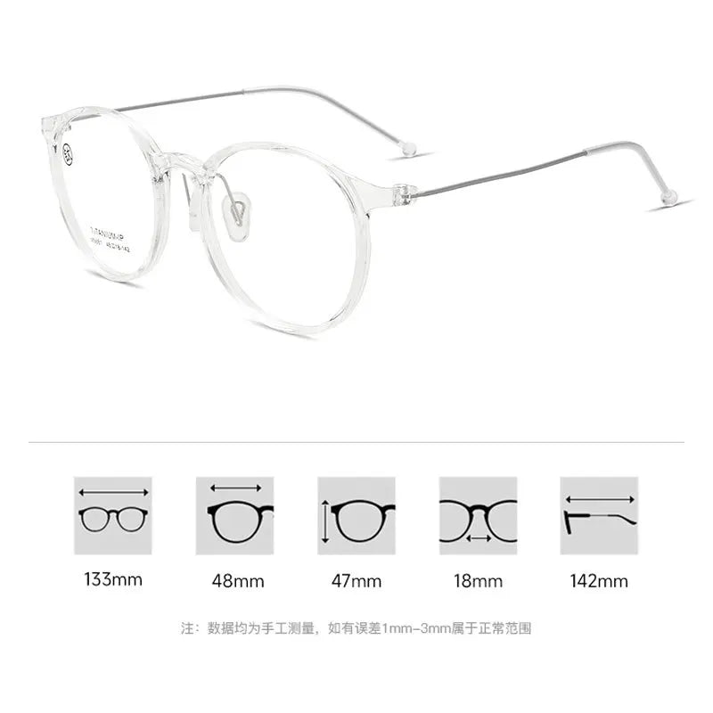 Momoja Women's Full Rim Round Tr 90 Titanium Eyeglasses M9881