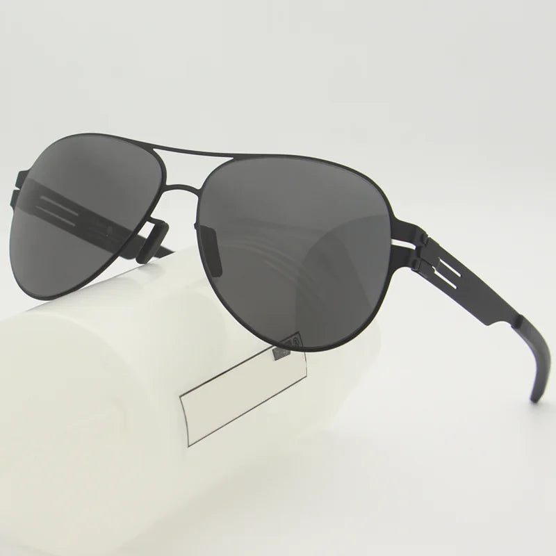 Black Mask Unisex Full Rim Oval Stainless Steel Polarized Sunglasses 0132 Full Rim Black Mask