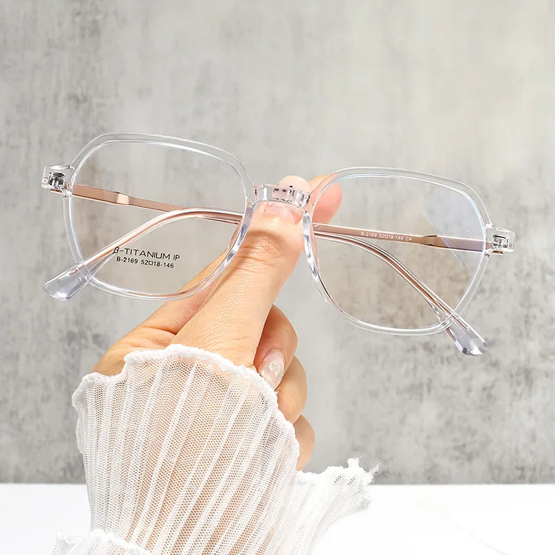 Xbora Women's Full Rim Polygonal Tr 90 Alloy Eyeglasses 42169