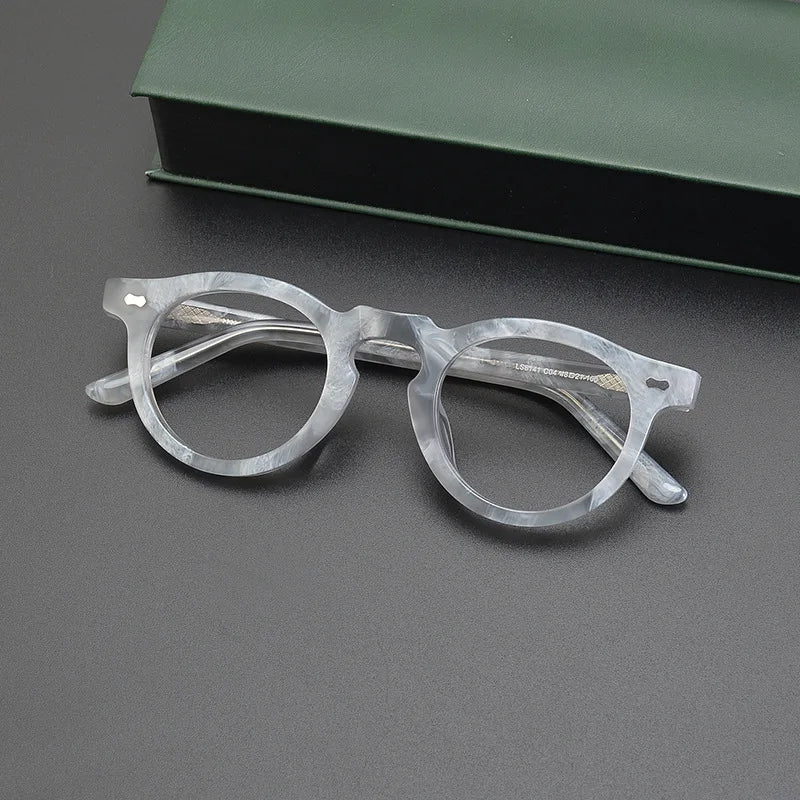 CCspace Unisex Full Rim Round Acetate Eyeglasses 57331 Full Rim CCspace white
