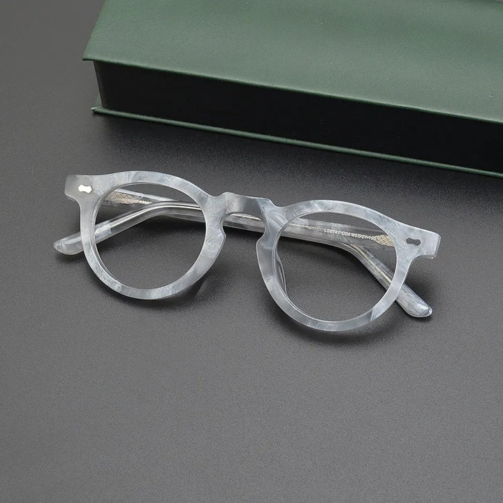 CCspace Unisex Full Rim Round Acetate Eyeglasses 57331 Full Rim CCspace white