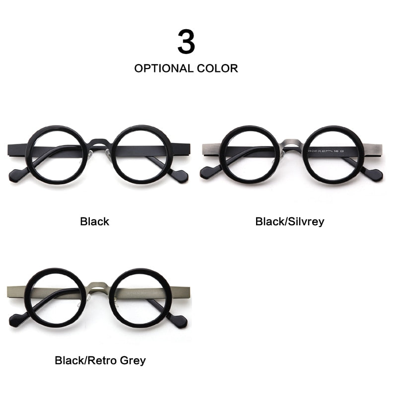 Muzz Men's Full Rim Round Acetate Alloy Eyeglasses Model Y Full Rim Muzz