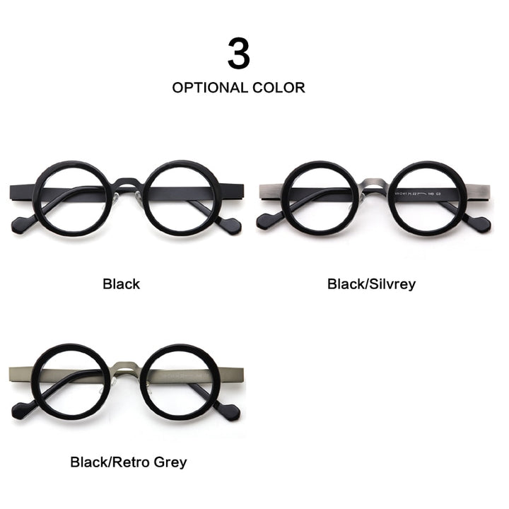 Muzz Men's Full Rim Round Acetate Alloy Eyeglasses Model Y Full Rim Muzz