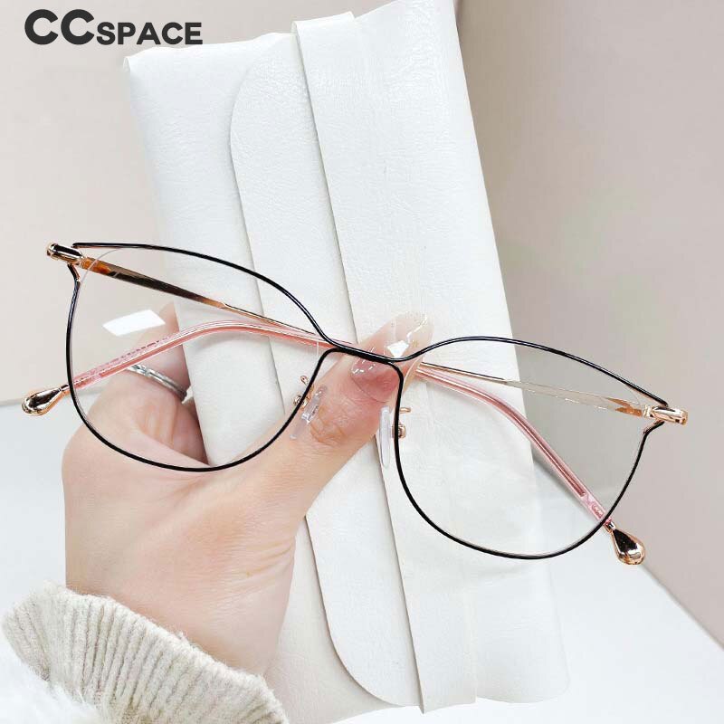 CCspace Unisex Full Rim Square Cat Eye Alloy Eyeglasses 55895 Full Rim CCspace