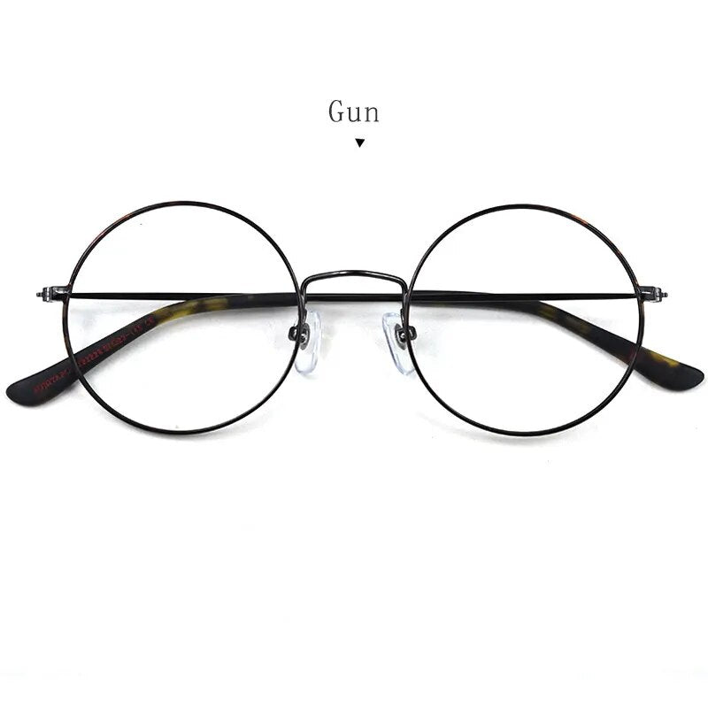 Hdcrafter Unisex Full Rim Round Titanium Eyeglasses 2282 Full Rim Hdcrafter Eyeglasses Gun