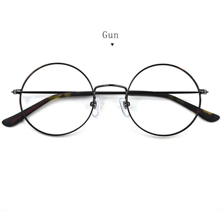 Hdcrafter Unisex Full Rim Round Titanium Eyeglasses 2282 Full Rim Hdcrafter Eyeglasses Gun