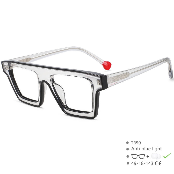 CCspace Unisex Full Rim Rectangle Cat Eye Acetate Eyeglasses 56012 Full Rim CCspace Clear