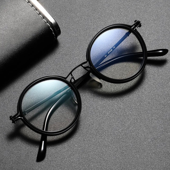 Kocolior Unisex Full Rim Round Acetate Alloy Hyperopic Reading Glasses 10749 Reading Glasses Kocolior