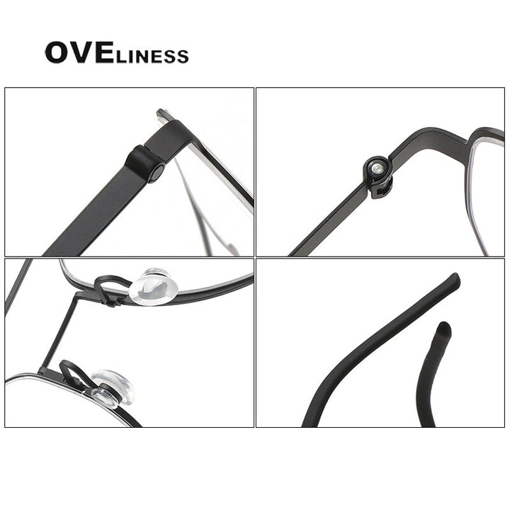 Oveliness Unisex Full Rim Square Double Bridge Titanium Eyeglasses 9622 Full Rim Oveliness