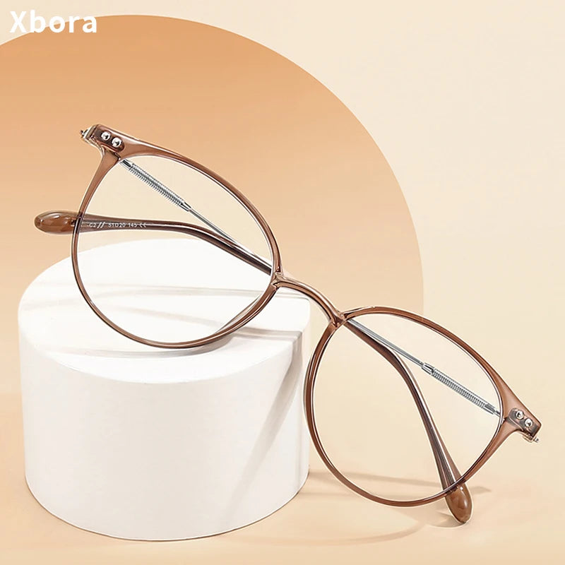 Xbora Unisex Full Rim Round Tr 90 Alloy Eyeglasses 9531