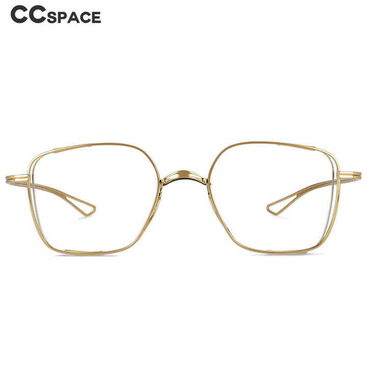 CCspace Unisex Full Rim Square Hand Crafted Titanium Eyeglasses 55921 Full Rim CCspace
