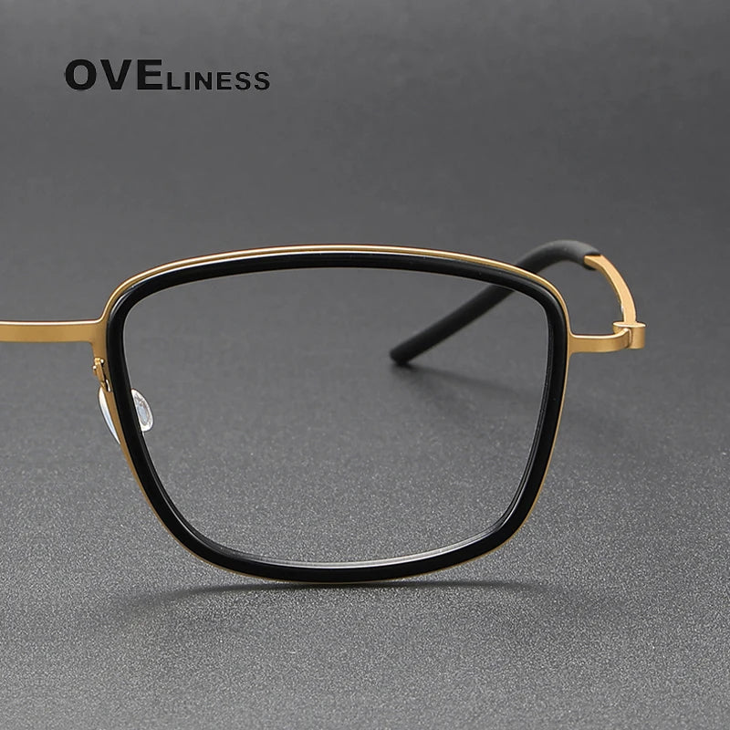 Oveliness Unisex Full Rim Polygon Acetate Titanium Eyeglasses 5803 Full Rim Oveliness