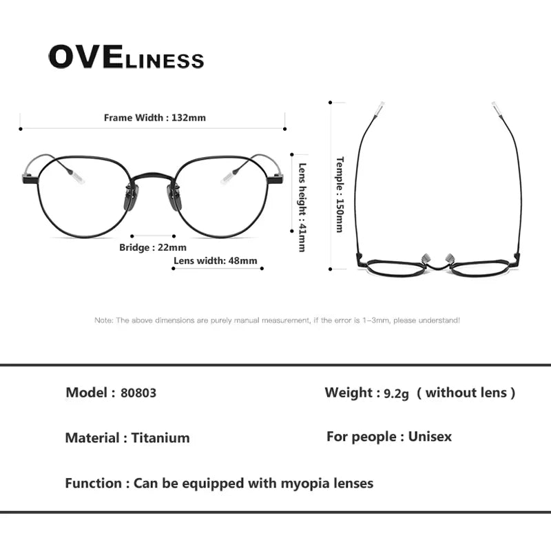Oveliness Women's Full Rim Flat Top Round Titanium Eyeglasses 780803