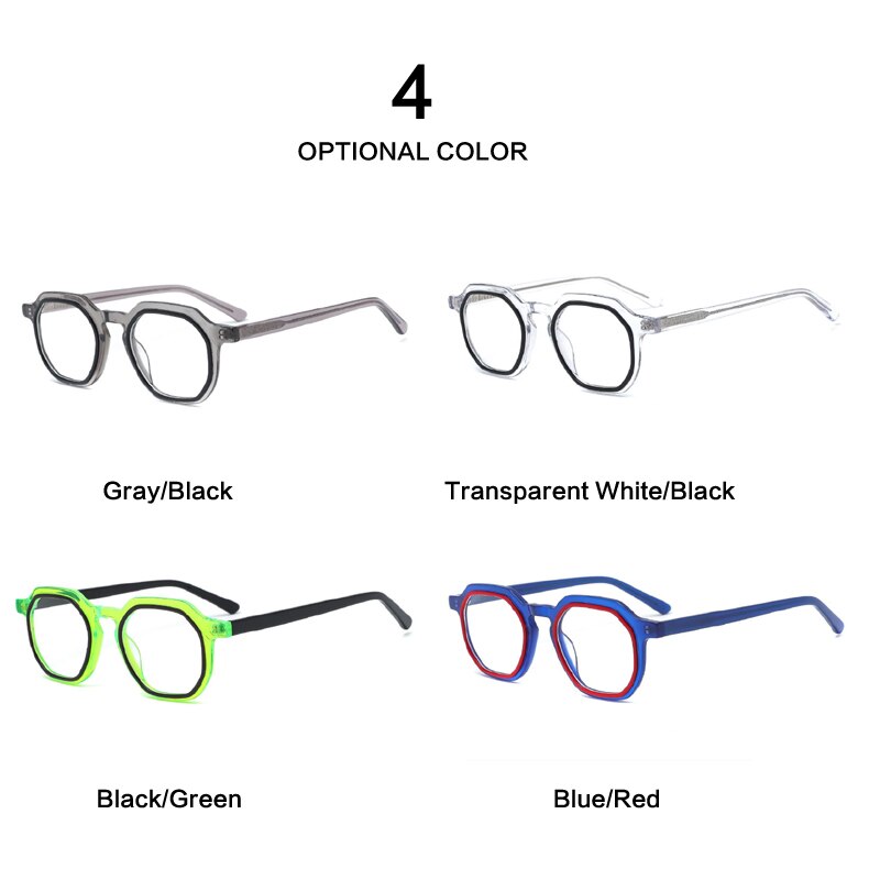 Muzz Unisex Full Rim Flat Top Round Acetate Eyeglasses 015 Full Rim Muzz