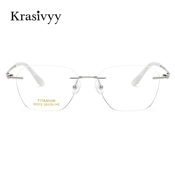 Krasivyy Women's Rimless Polygon Oval Titanium Eyeglasses 36015
