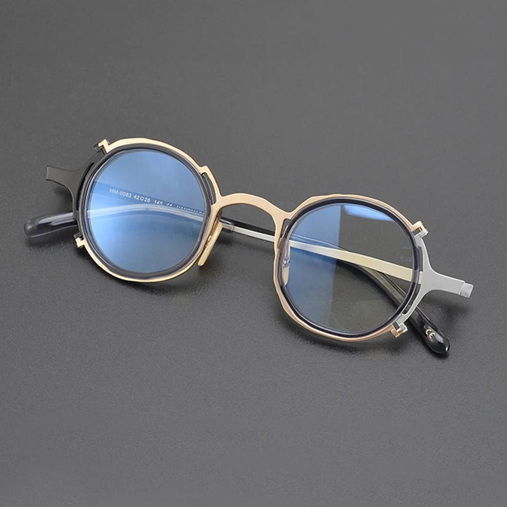 Gatenac Unisex Full Rim Round Titanium Eyeglasses Gxyj1213 Full Rim Gatenac