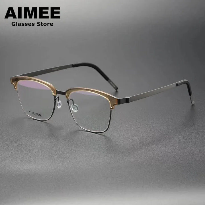 Aimee Unisex Full Rim Square Screwless Titanium Eyeglasses 69835
