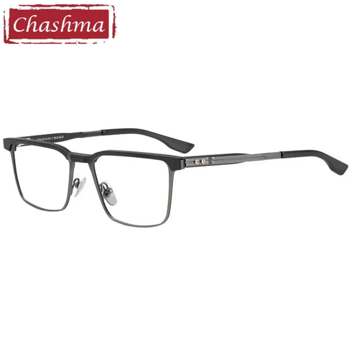 Chashma Men's Full Rim Square Acetate Titanium Eyeglasses 151 Full Rim Chashma Black Gray