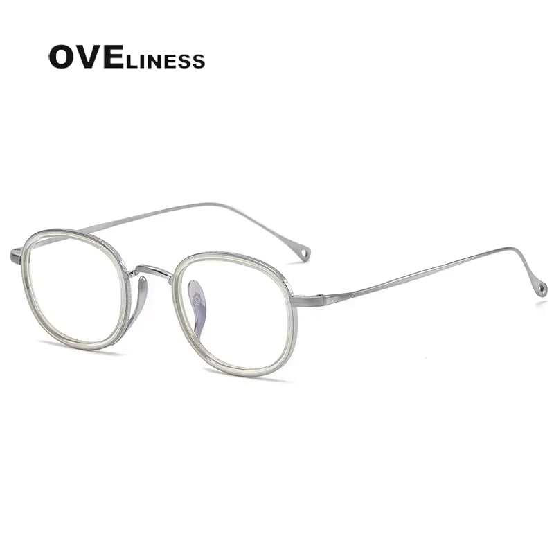 Oveliness Women's Full Rim Square Acetate Titanium Eyeglasses