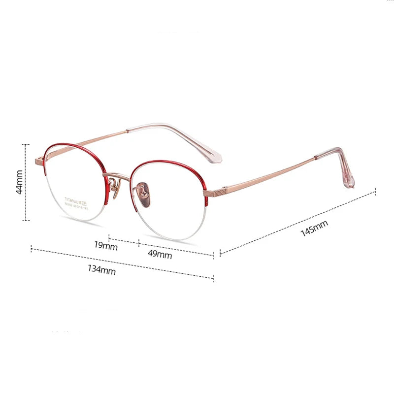 Bclear Unisex Semi Rim Round Titanium Eyeglasses 86682 Semi Rim Bclear