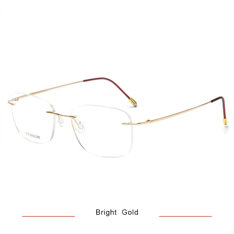 Brightzone Unisex Rimless Oval Square Titanium Eyeglasses 71610 Rimless Brightzone Bright Gold