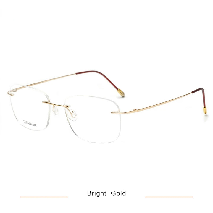 Brightzone Unisex Rimless Oval Square Titanium Eyeglasses 71610 Rimless Brightzone Bright Gold