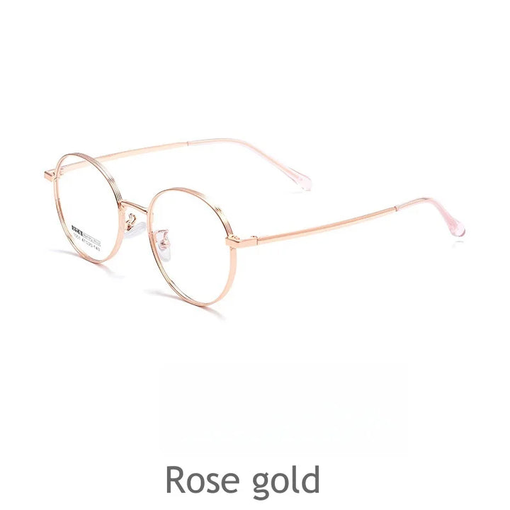 KatKani Womens Full Rim Small Round Alloy Eyeglasses J1051x Full Rim KatKani Eyeglasses Rose Gold  