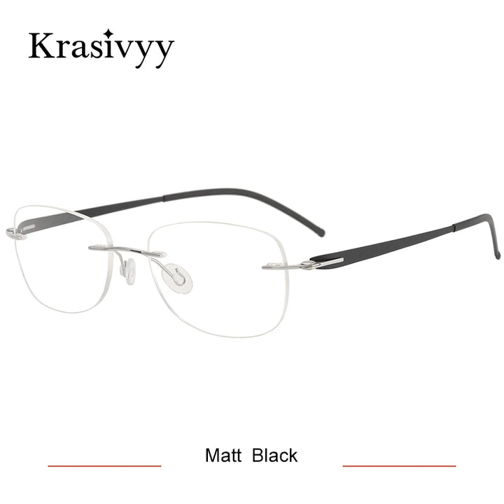 Krasivyy Women's Rimless Flat Top Oval Titanium Eyeglasses 35004
