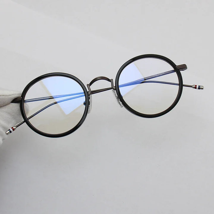 Black Mask Unisex Full Rim Acetate Alloy Round Eyeglasses X906 Full Rim Black Mask Black-Gray