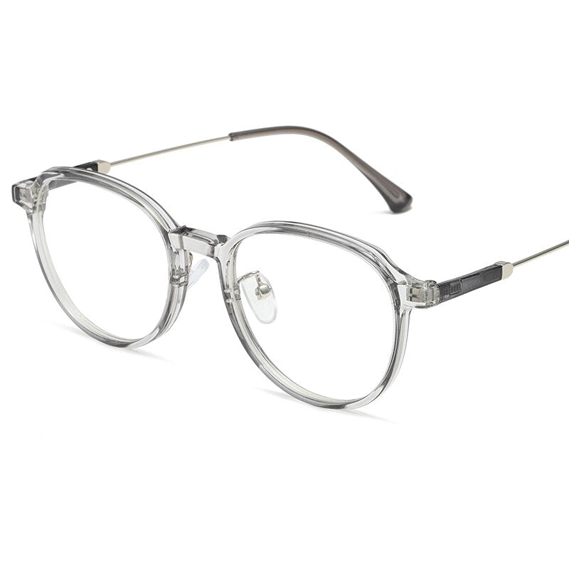 Reven Jate Unisex Full Rim Flat Top Round Polycarbonate Alloy Eyeglasses 81288 Full Rim Reven Jate C4