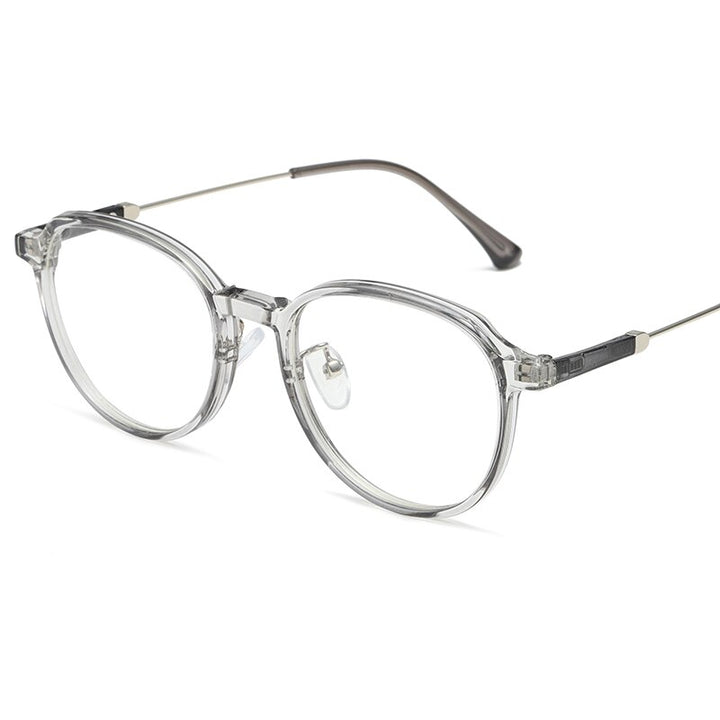 Reven Jate Unisex Full Rim Flat Top Round Polycarbonate Alloy Eyeglasses 81288 Full Rim Reven Jate C4