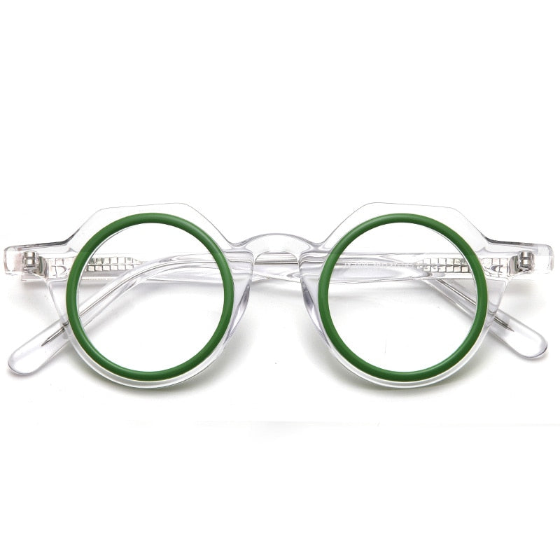 Muzz Unisex Full Rim Flat Top Round Acetate Eyeglasses 009 Full Rim Muzz C2