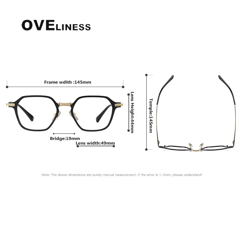 Oveliness Unisex Full Rim Polygon Acetate Titanium Eyeglasses 614425