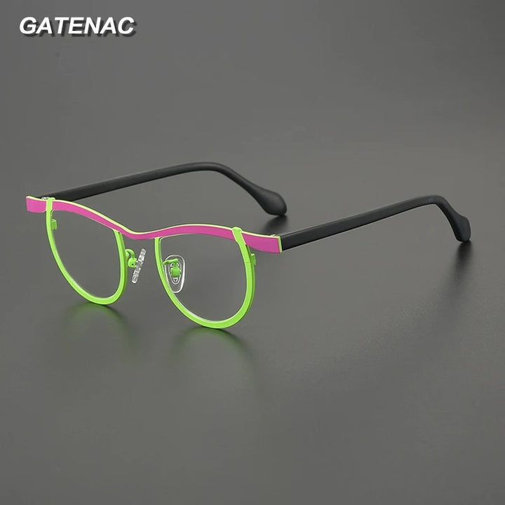 Gatenac Women's Full Rim Oval Acetate Titanium Eyeglasses G85884