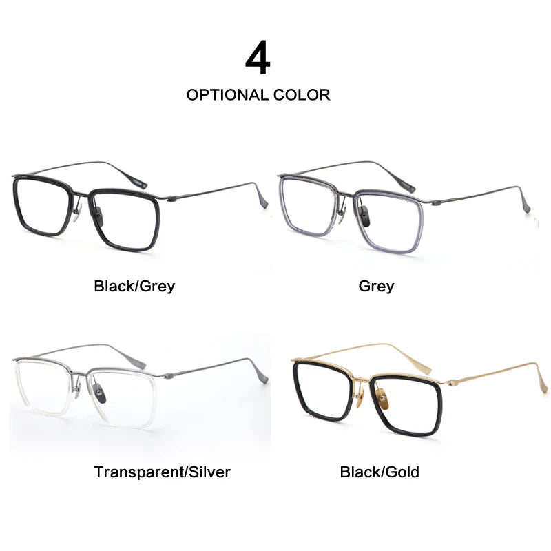 Muzz Unisex Full Rim Square Brow Line Acetate Titanium Eyeglasses 106 Full Rim Muzz