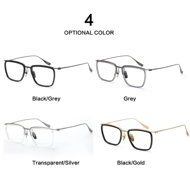 Muzz Unisex Full Rim Square Brow Line Acetate Titanium Eyeglasses 106 Full Rim Muzz