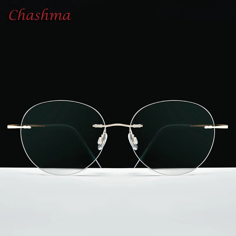 Chashma Ochki Unisex Rimless Cat Eye 2g Titanium Eyeglasses 003 Rimless Chashma Ochki Shape F