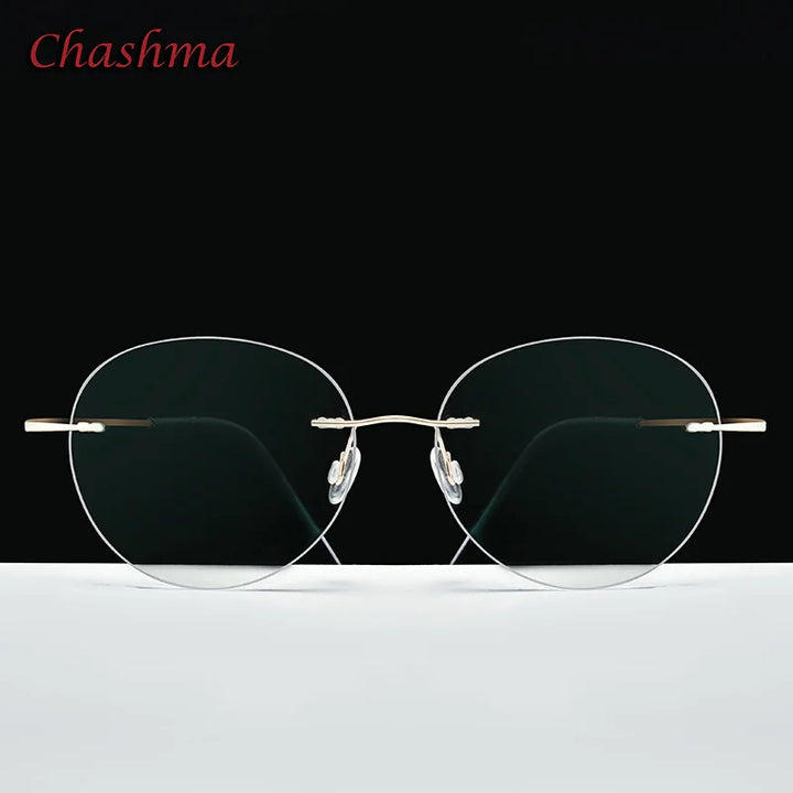 Chashma Ochki Unisex Rimless Cat Eye 2g Titanium Eyeglasses 003 Rimless Chashma Ochki Shape F