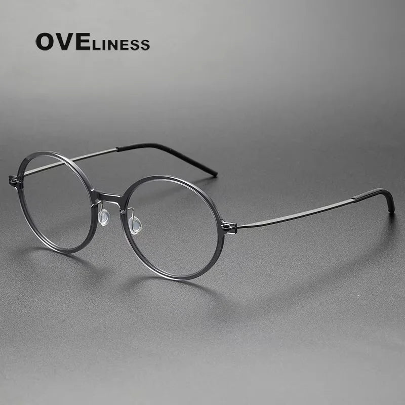 Oveliness Women's Full Rim Round Acetate Titanium Eyeglasses 26523
