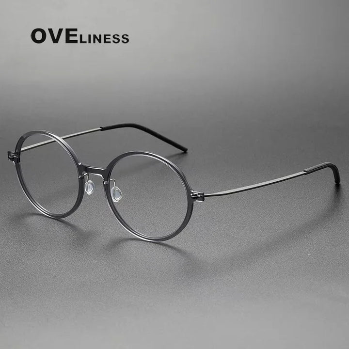 Oveliness Women's Full Rim Round Acetate Titanium Eyeglasses 26523