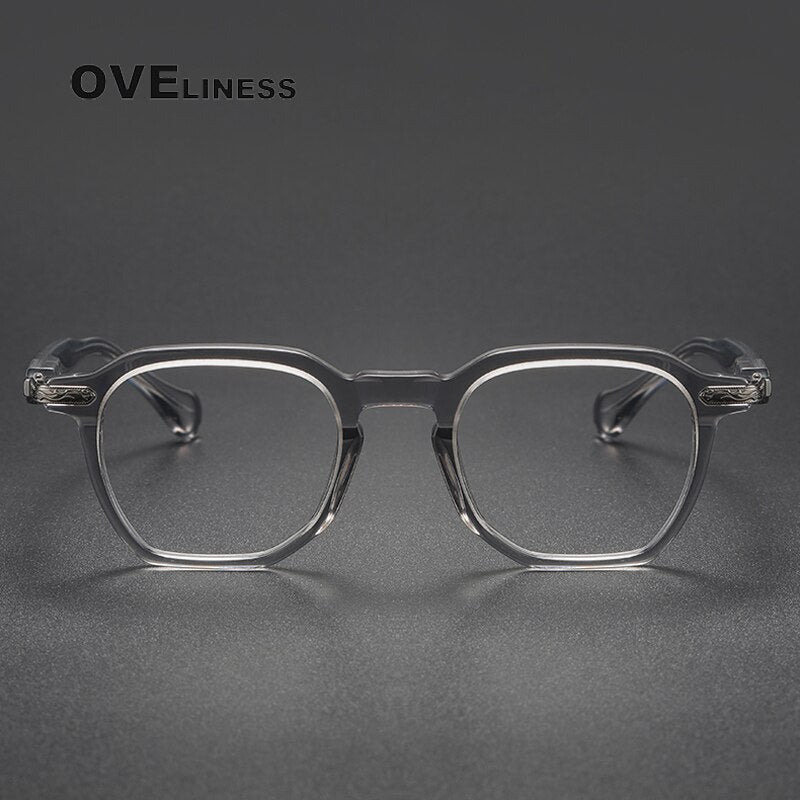 Oveliness Unisex Full Rim Square Acetate Titanium Eyeglasses 80855 Full Rim Oveliness