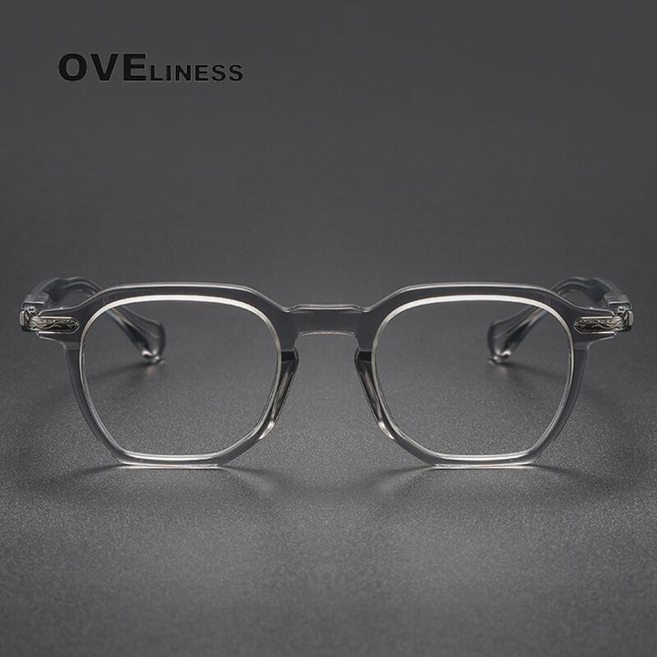 Oveliness Unisex Full Rim Square Acetate Titanium Eyeglasses 80855 Full Rim Oveliness