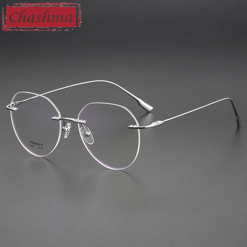 Chashma Unisex Rimless Flat Top Oval Titanium Reading Glasses 996611 Reading Glasses Chashma Silver Single Version 1.61|Anti Blue Ray